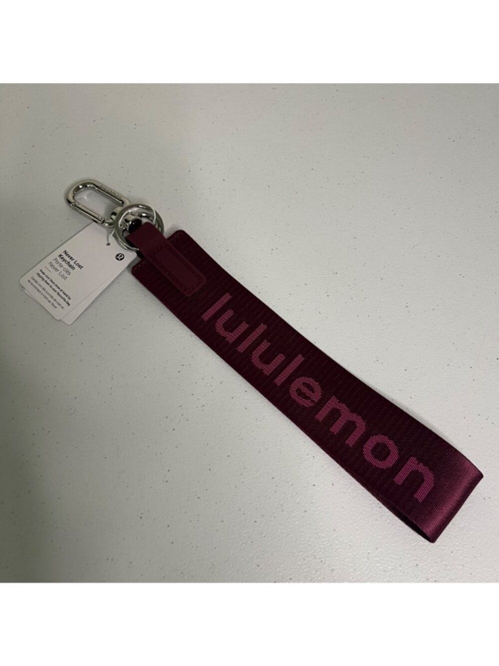 Lululemon Athletic Never Lost Keychain Graphic NWT Wild Berry / Sonic Pink